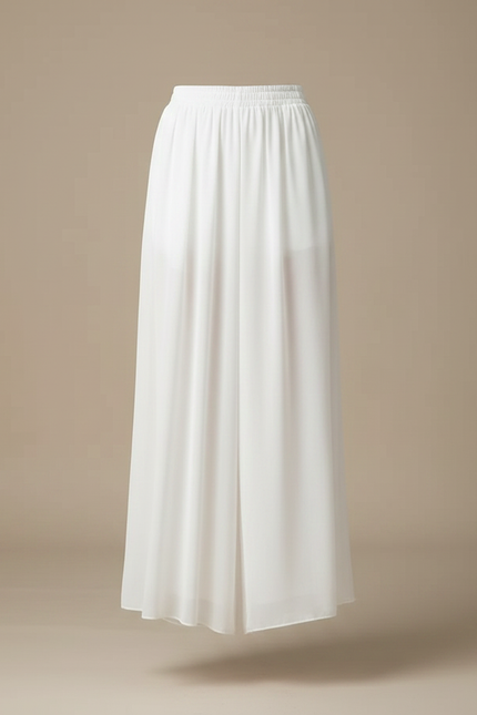 Pantalon Chinois Blanc Fluide Chiffon Élégant Ample - Polyester - vue 3