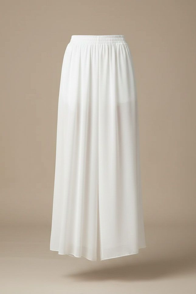 Pantalon Chinois Blanc Fluide Chiffon Élégant Ample - Polyester - vue 3