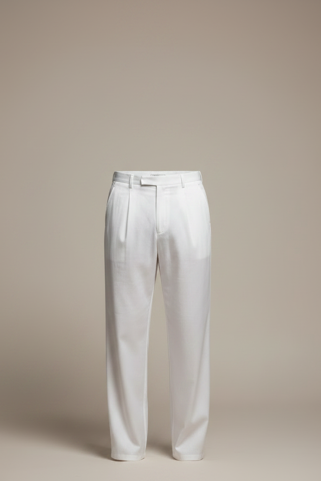 Pantalon Chinois Blanc Ample Fluide Homme Élégant - Satin - vue 3