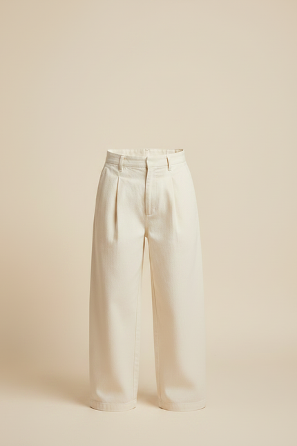 Pantalon Chinois Écru Ample Enfant Décontracté Uni - Beige Toile - vue 3