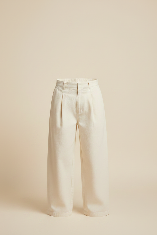 Pantalon Chinois Écru Ample Enfant Décontracté Uni - Beige Toile - vue 3