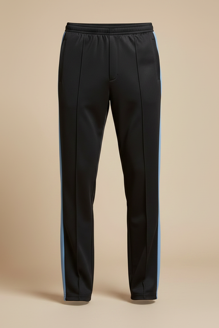 Pantalon Chinois Noir Bandes Bleues Droite Sport Homme - Polyester - vue 3