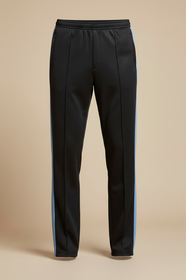 Pantalon Chinois Noir Bandes Bleues Droite Sport Homme - Polyester - vue 3