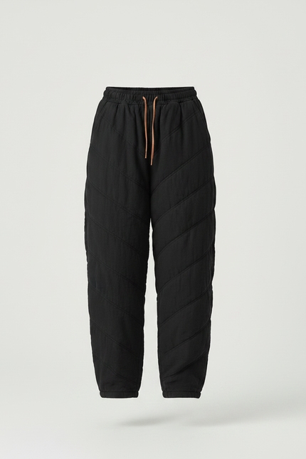Pantalon Chinois Matelassé Noir Ample Hiver Femme - Polyester - vue 3