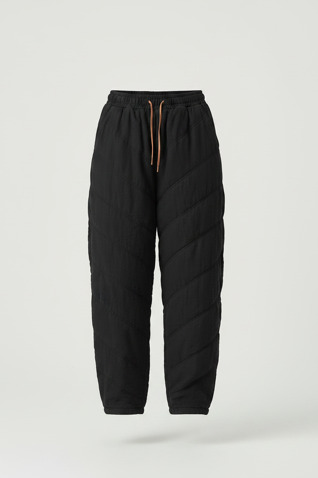 Pantalon Chinois Matelassé Noir Ample Hiver Femme - Polyester - vue 3