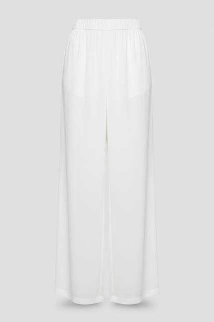 Pantalon Chinois Blanc Fluide Ample Élégant Transparent - Polyester - vue 3