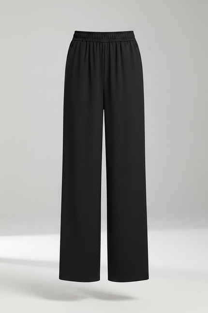 Pantalon Chinois Noir Ample Fluide Taille Élastique - Polyester - vue 3