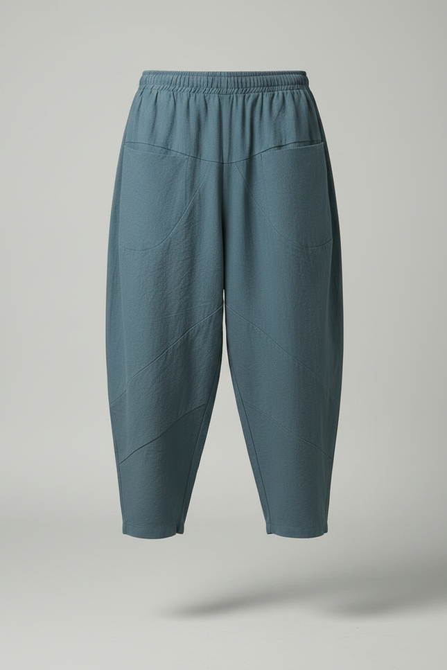 Pantalon Chinois Ample Lin Décontracté Bleu Homme - vue 3