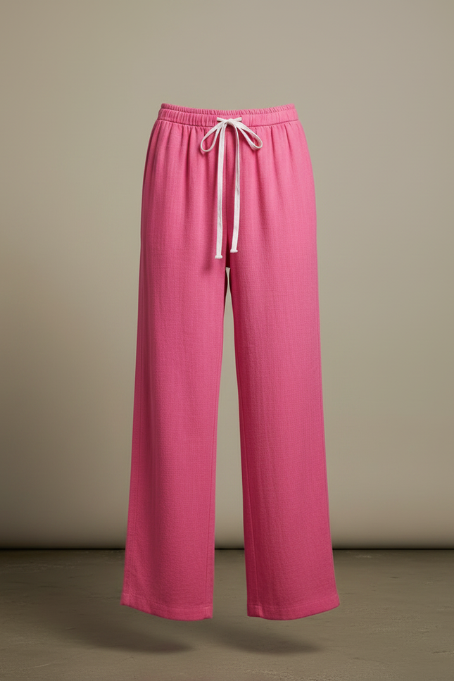 Pantalon Chinois Rose Coton Fluide Ample Femme - vue 3