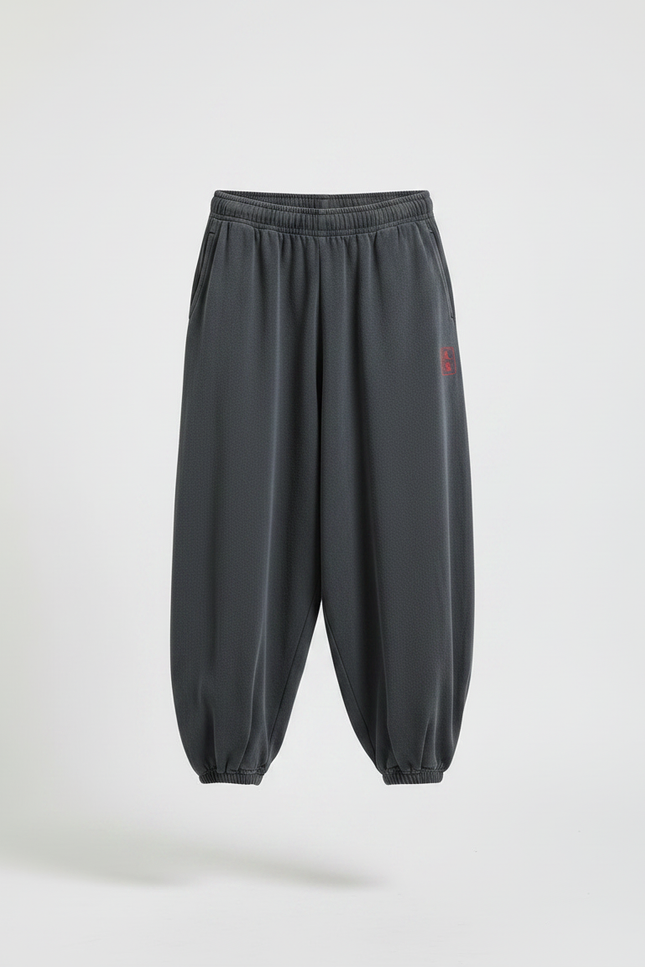 Pantalon Chinois Sarouel Ample Gris Décontracté - Molleton - vue 3