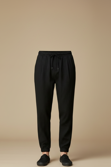 Pantalon Chinois Noir Ample Coton Décontracté Homme Léger - vue 3
