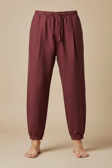 Pantalon Chinois Bordeaux Ample Coton Confortable Homme - vue 3