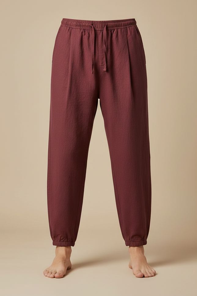 Pantalon Chinois Bordeaux Ample Coton Confortable Homme - vue 3