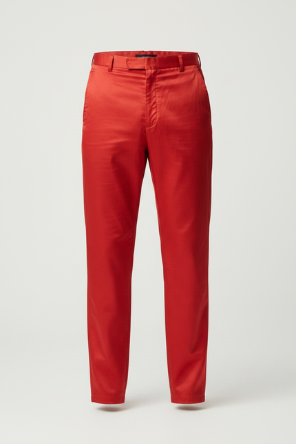 Pantalon Chinois Rouge Satiné Fluide Élégant Homme - vue 3