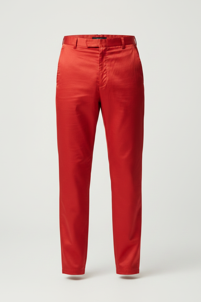 Pantalon Chinois Rouge Satiné Fluide Élégant Homme - vue 3