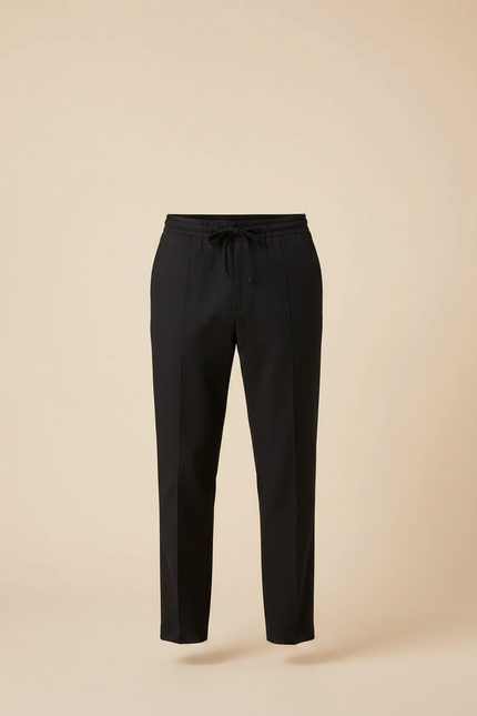 Pantalon Chinois Noir Coton Cordon Droit Homme - vue 3