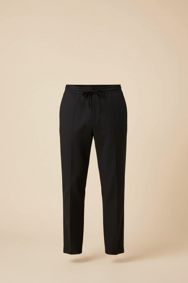 Pantalon Chinois Noir Coton Cordon Droit Homme - vue 3