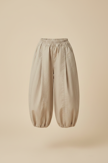 Pantalon Chinois Beige Ample Bouffant Décontracté Cordon - Toile - vue 3