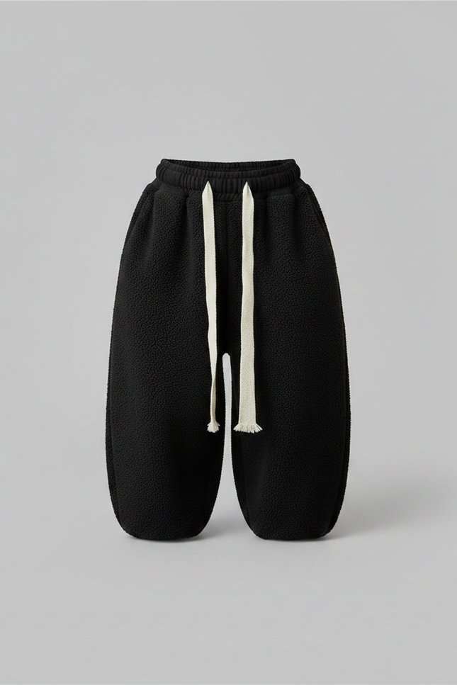 Pantalon Chinois Noir Polaire Ample Décontracté Garçon - Molleton - vue 3