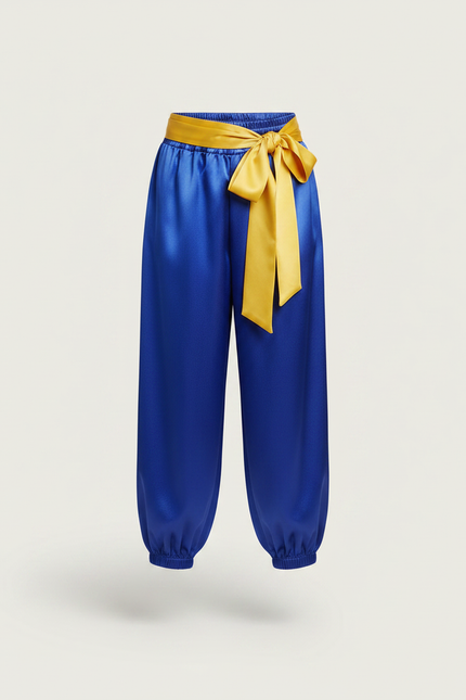 Pantalon Chinois Bleu Satiné Ample Enfant Traditionnel - vue 3
