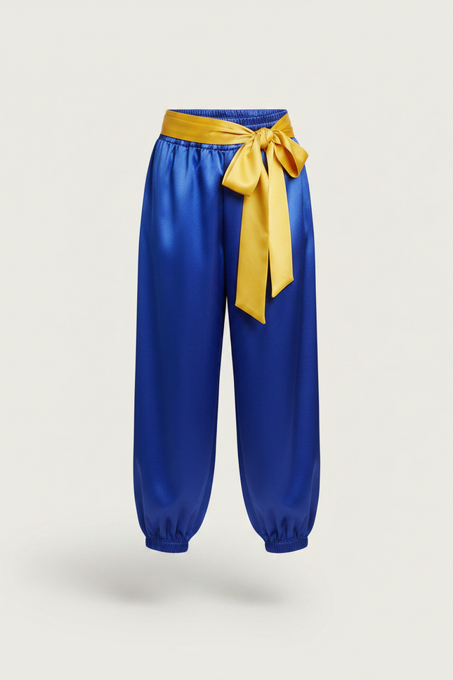 Pantalon Chinois Bleu Satiné Ample Enfant Traditionnel - vue 3