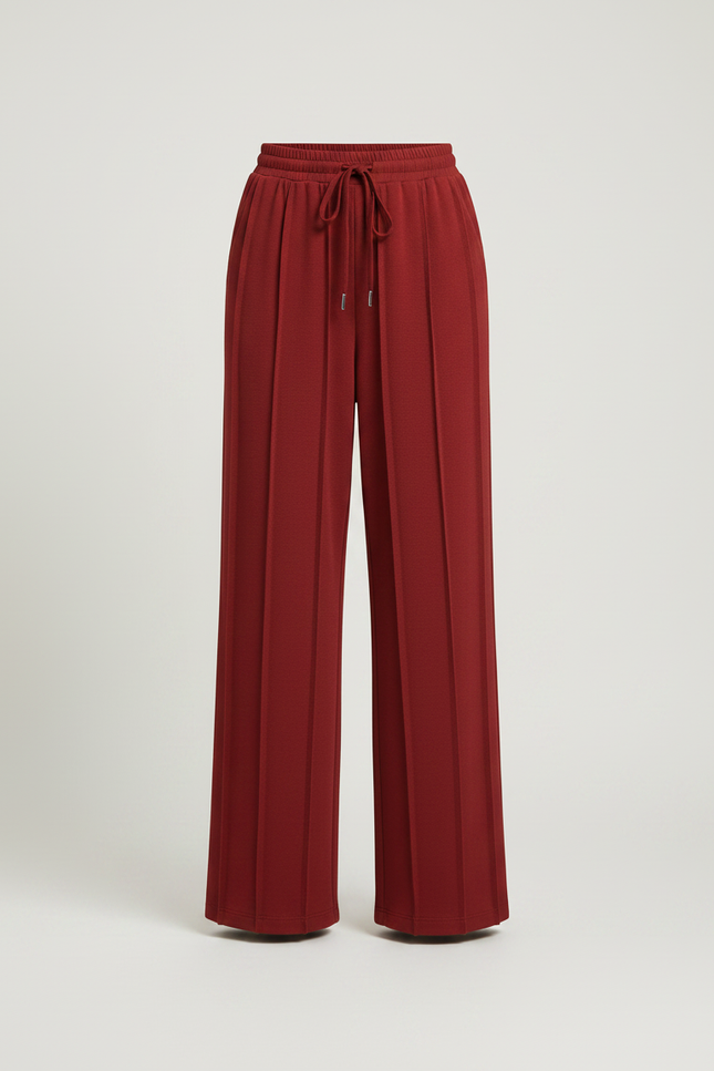 Pantalon Chinois Bordeaux Ample Cordon Fluide Sport - Viscose - vue 3