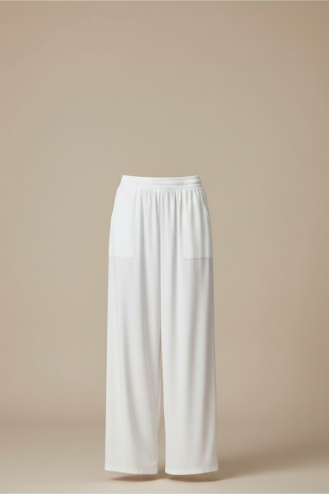 Pantalon Chinois Blanc Fluide Ample Confortable - Viscose - vue 3