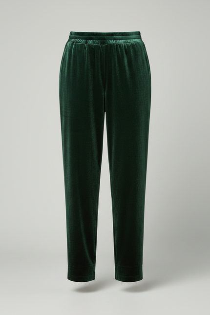 Pantalon Chinois Velours Vert Ample Décontracté Femme - vue 3
