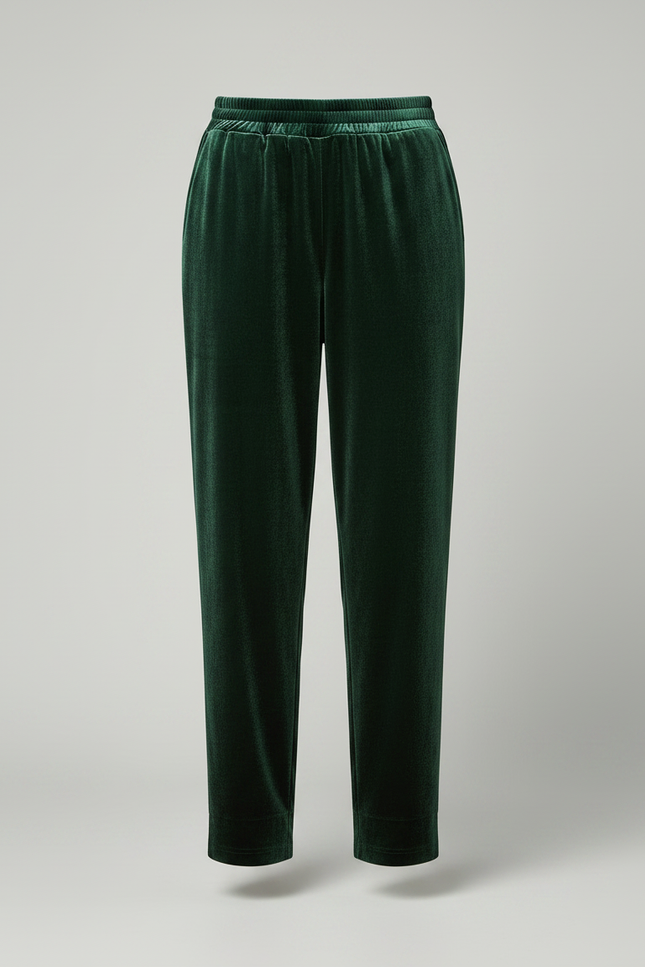 Pantalon Chinois Velours Vert Ample Décontracté Femme - vue 3