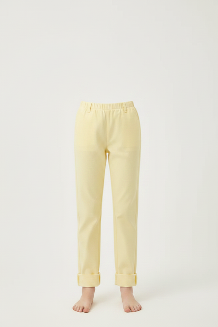 Pantalon Chinois Jaune Clair Coton Décontracté Enfant - vue 3