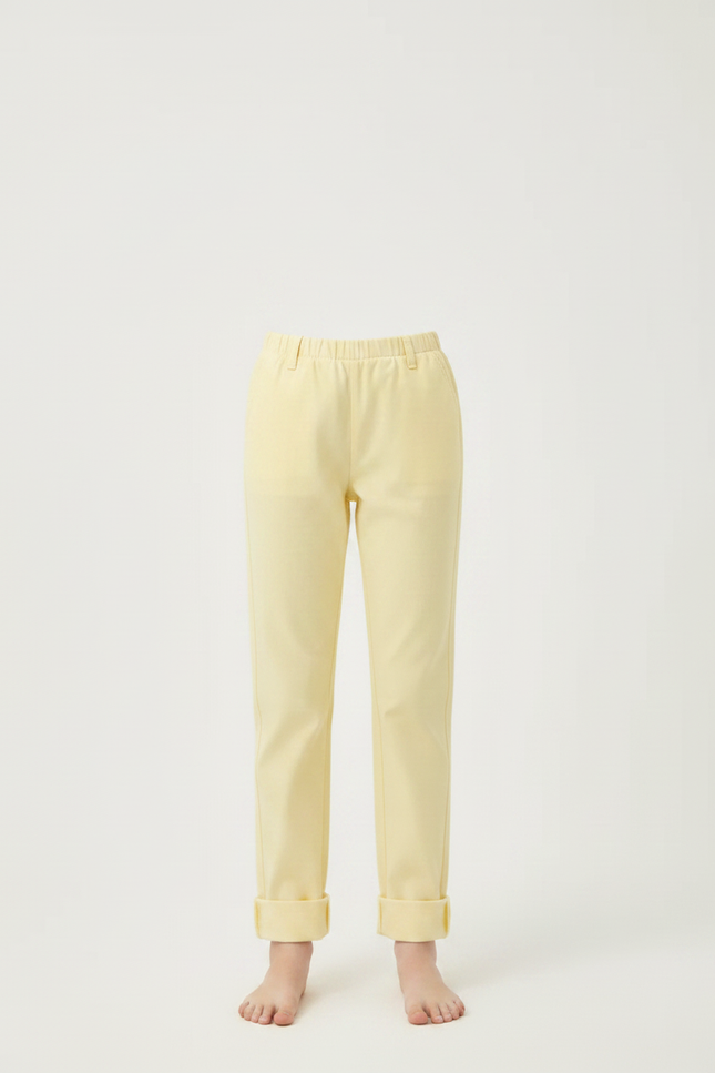 Pantalon Chinois Jaune Clair Coton Décontracté Enfant - vue 3