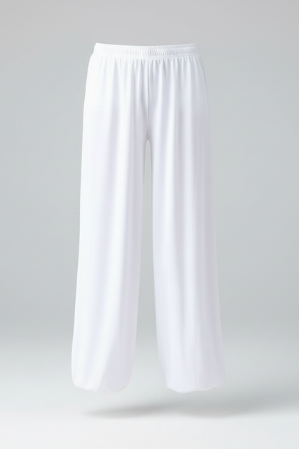 Pantalon Chinois Blanc Ample Fluide Élastiqué Unisexe - Viscose - vue 3