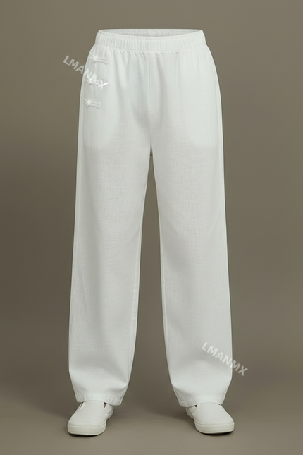 Pantalon Chinois Blanc Ample Coton Lin Enfant - vue 3