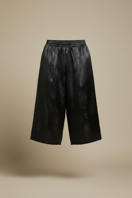 Pantalon Chinois Noir Ample Satin Dragon Homme - vue 3