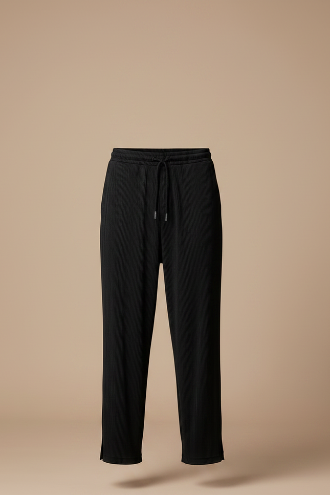 Pantalon Chinois Noir Plissé Ample Décontracté Homme - Polyester - vue 3