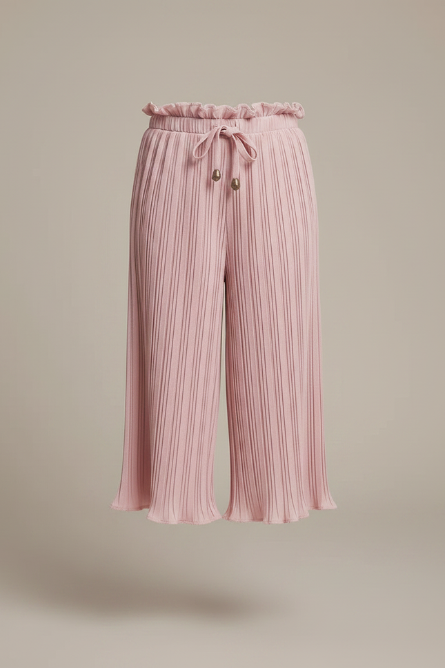 Pantalon Chinois Rose Plissé Fluide Ample Fille - Polyester - vue 3