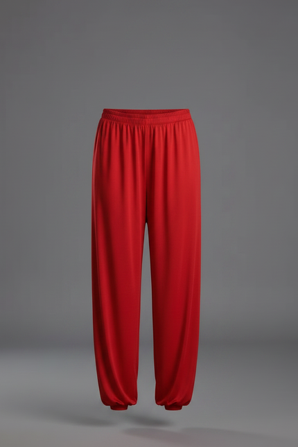 Pantalon Chinois Rouge Fluide Ample Yoga - Viscose - vue 3