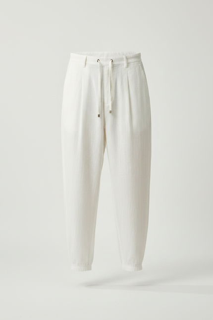 Pantalon Chinois Blanc Ample Coton Lin Casual Homme - vue 3