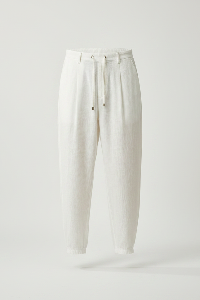Pantalon Chinois Blanc Ample Coton Lin Casual Homme - vue 3