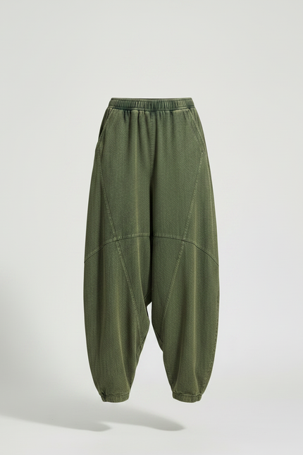 Pantalon Chinois Vert Ample Coton Décontracté Femme - Kaki Jean - vue 3