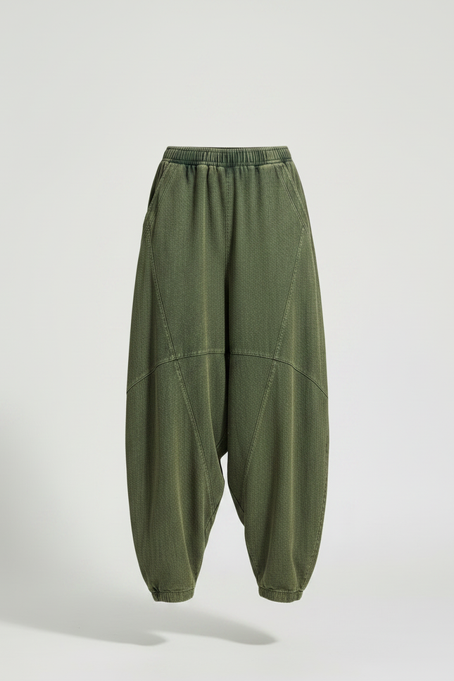 Pantalon Chinois Vert Ample Coton Décontracté Femme - Kaki Jean - vue 3