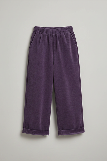 Pantalon Chinois Violet Côtelé Ample Enfant - Cordé - vue 3