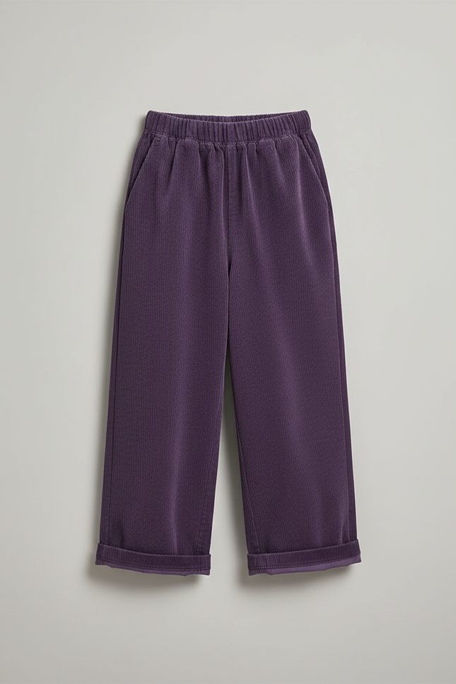 Pantalon Chinois Violet Côtelé Ample Enfant - Cordé - vue 3