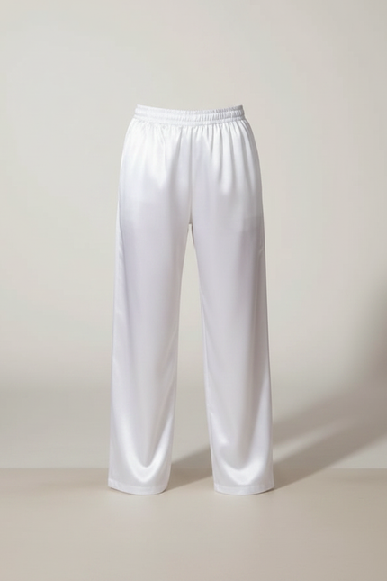 Pantalon Chinois Blanc Satiné Ample Élastiqué Enfant - vue 3
