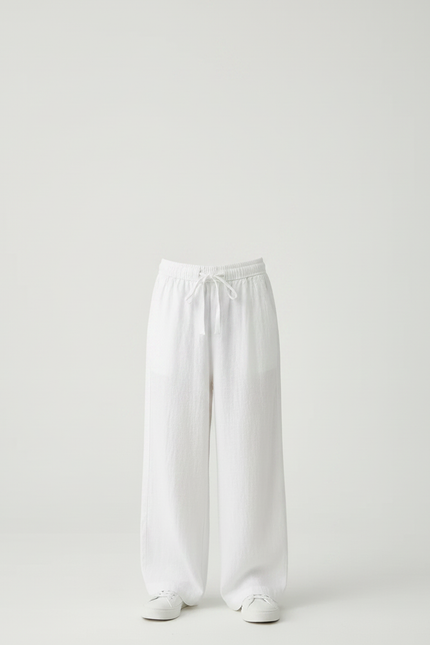 Pantalon Chinois Blanc Ample Lin Décontracté Garçon - vue 3