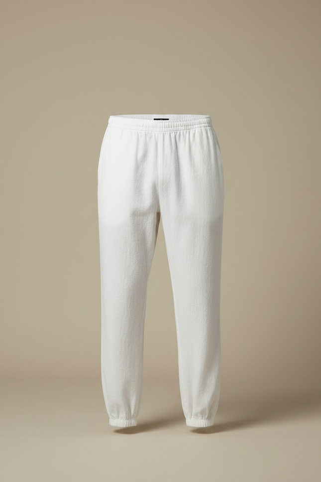 Pantalon Chinois Blanc Ample Lin Coton Décontracté - vue 3