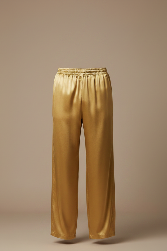 Pantalon Chinois Doré Satin Ample Élégant Homme - vue 3
