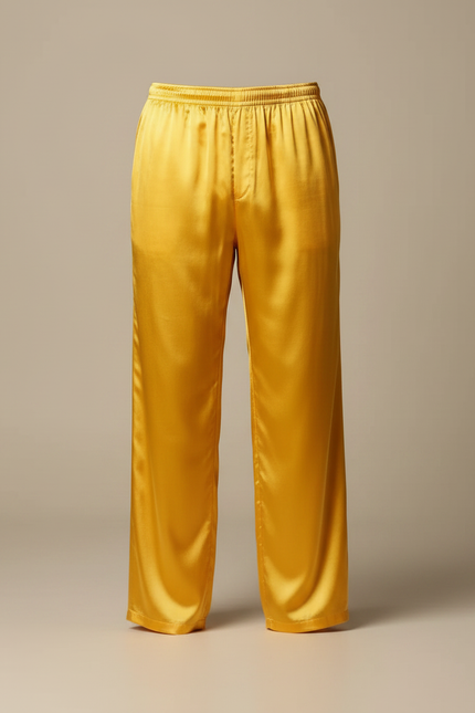 Pantalon Chinois Jaune Satiné Ample Homme Fluide - vue 3