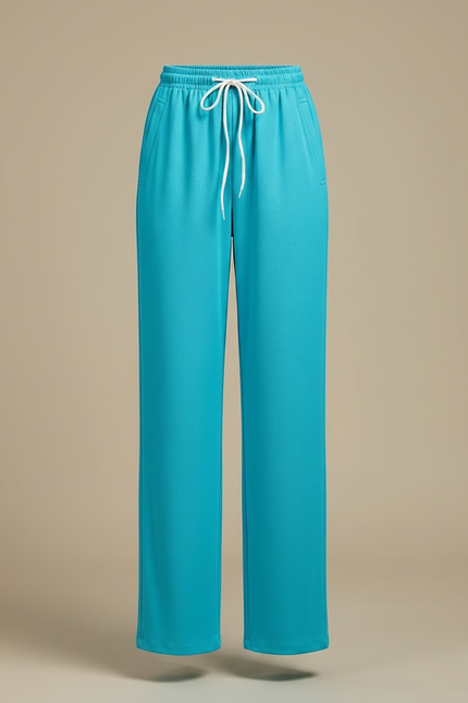 Pantalon Chinois Turquoise Ample Cordon Décontracté Femme - Bleu Polyester - vue 3