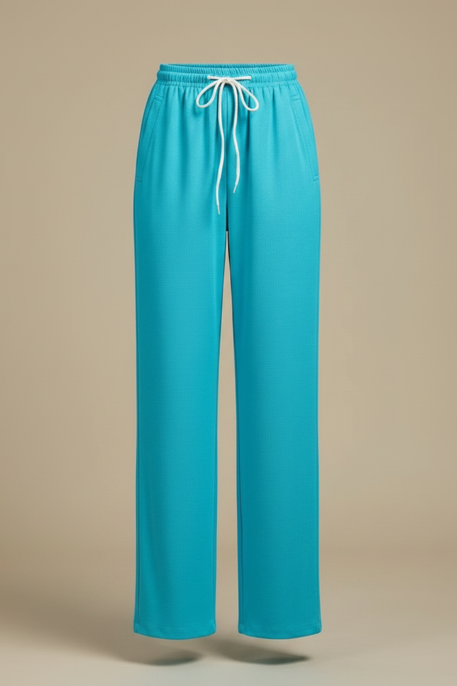 Pantalon Chinois Turquoise Ample Cordon Décontracté Femme - Bleu Polyester - vue 3